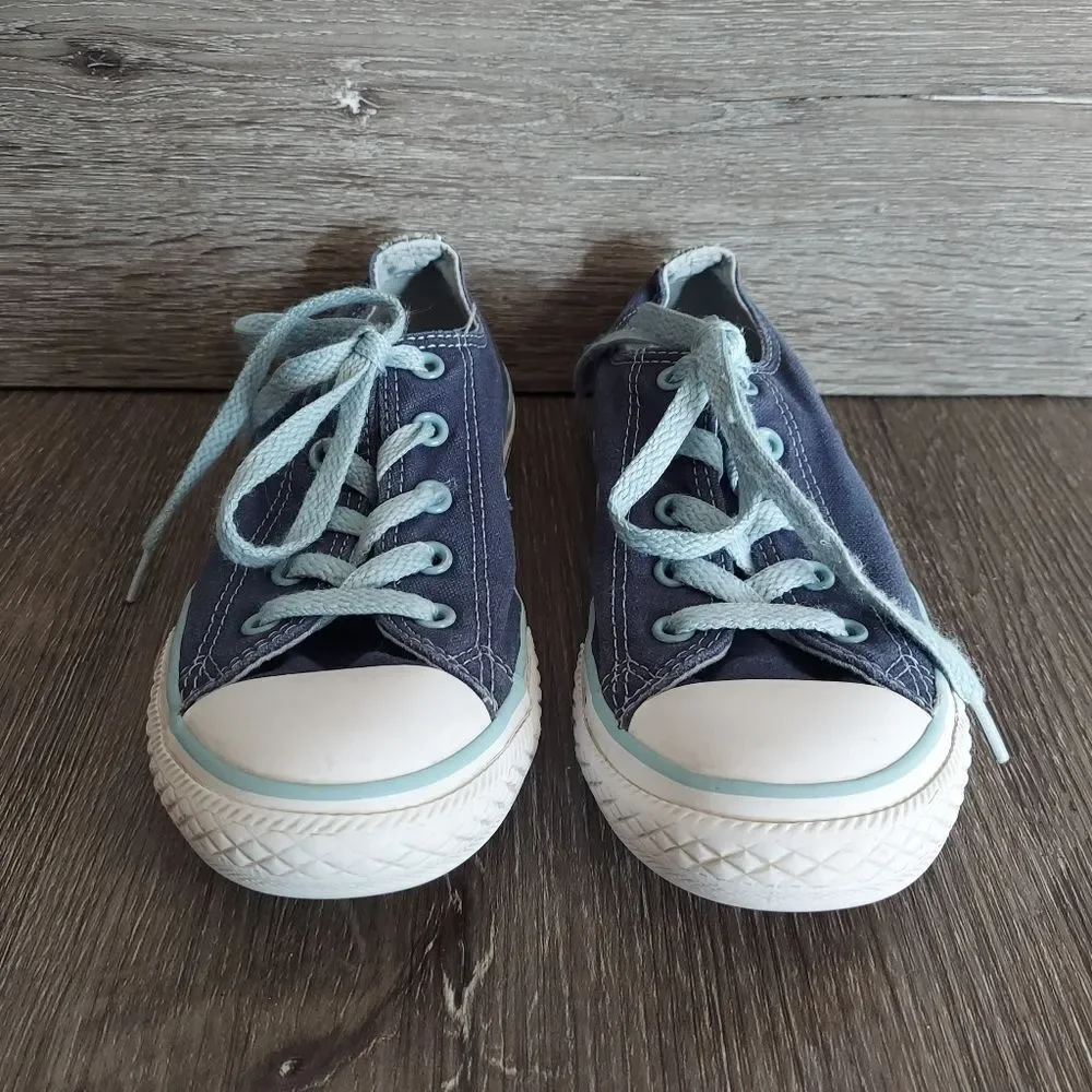 Converse Kids Double Tongue Navy Blue Canvas Sneakers Size 2
